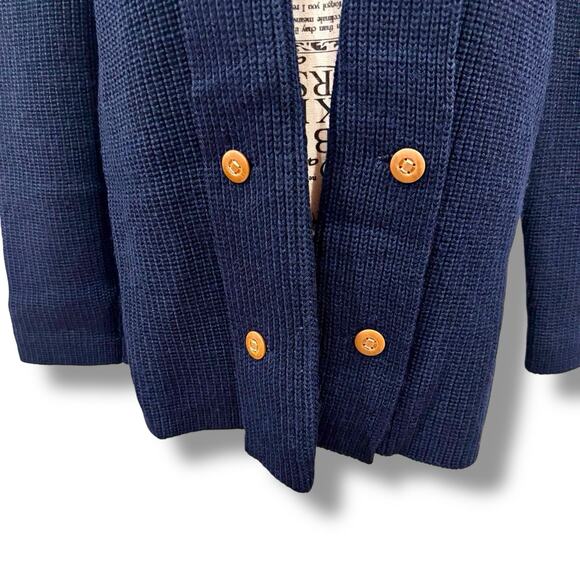 Vintage Calvin Klein Navy 100% Virgin Wool Chunky Open Front Cardigan Size S / M - Picture 2 of 6